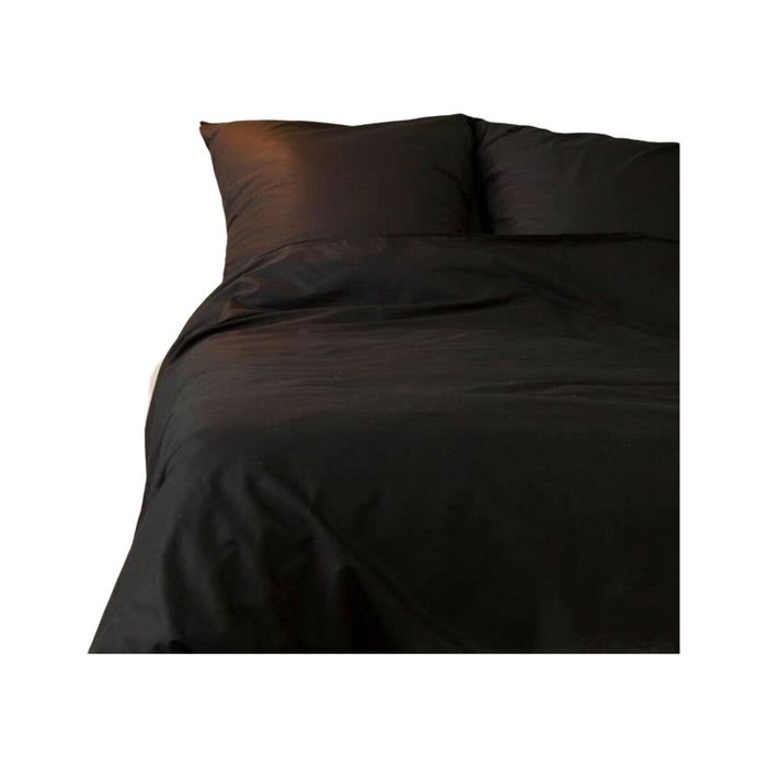 AUCUNE Juego de cama Negro de 100% algodón reforzado con funda nórdica y 2 fundas de almohada