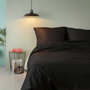 AUCUNE Juego de cama Negro de 100% algodón reforzado con funda nórdica y 2 fundas de almohada
