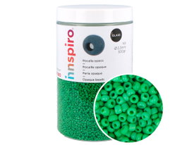 Innspiro Rocalla de vidrio redonda opaco verde manzana 2,3mm 500g aprox. N9