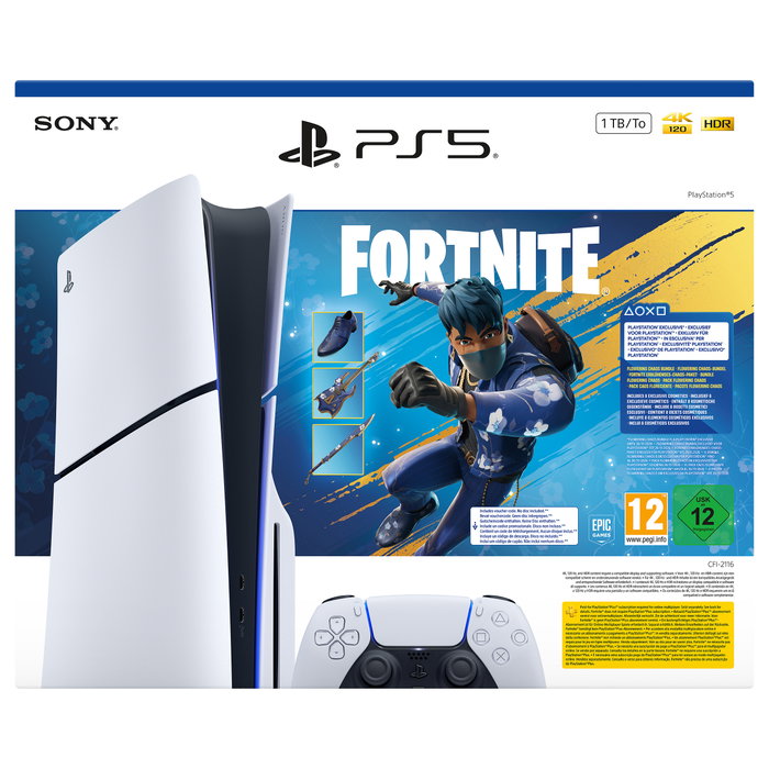 Sony PlayStation 5 Slim Disc + Fortnite Flowering Chaos Bundle, 1 TB, Blanco/Negro, CFI-2100</div>