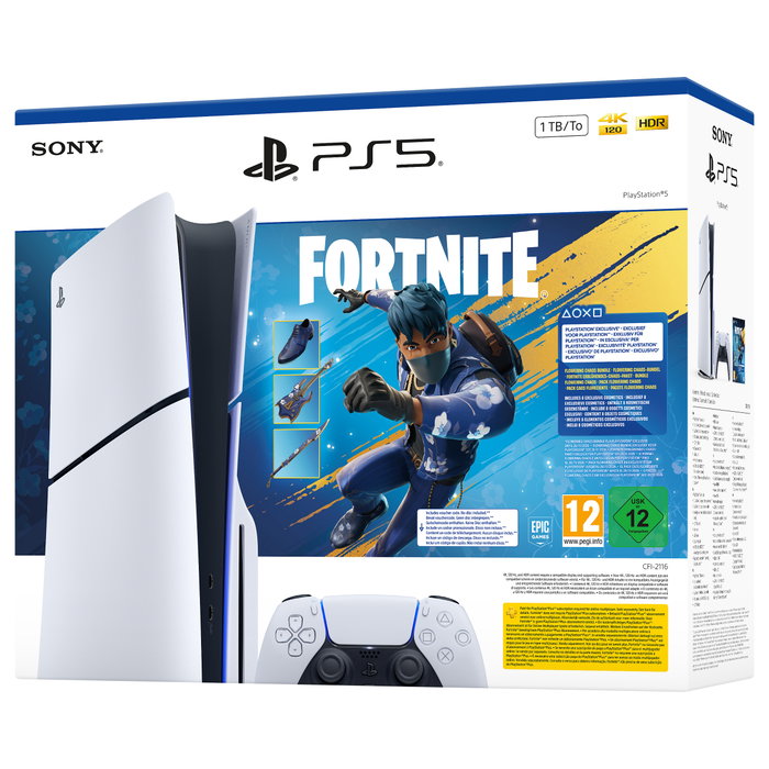 Sony PlayStation 5 Slim Disc + Fortnite Flowering Chaos Bundle, 1 TB, Blanco/Negro, CFI-2100</div>