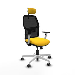 PIQUERAS Y CRESPO Alfera Silla de Oficina con Malla Negra y Asiento Amarillo