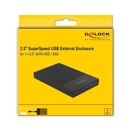 DeLOCK Carcasa Externa para HDD/SSD SATA 2.5 Pulg. USB Micro-B Negro