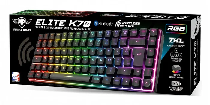 Spirit of Gamer Elite K70 RGB Inalámbrico Negro Español Spirit of Gamer Elite K70 RGB Inalámbrico Negro Español