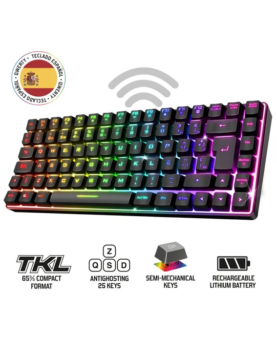 Spirit of Gamer Elite K70 RGB Inalámbrico Negro Español