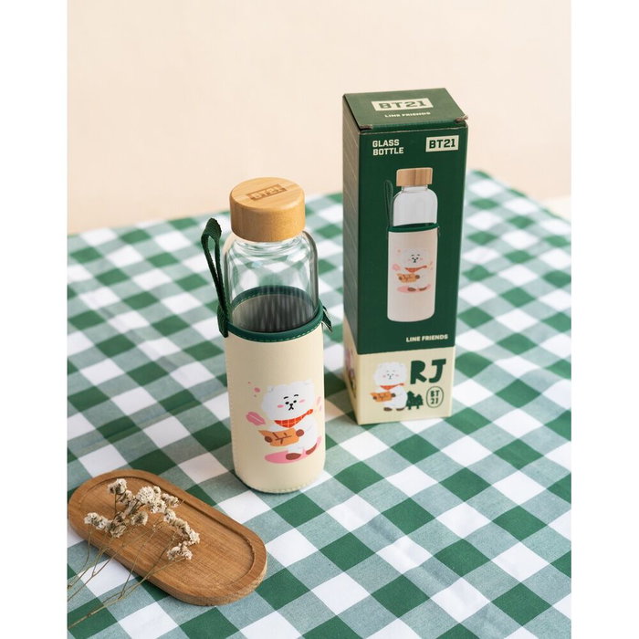 ERIK Botella RJ BT21 de Cristal con Tapón de Bambú y Funda de Neopreno Ilustrada 500ml ERIK Botella RJ BT21 de Cristal con Tapón de Bambú y Funda de Neopreno Ilustrada 500ml