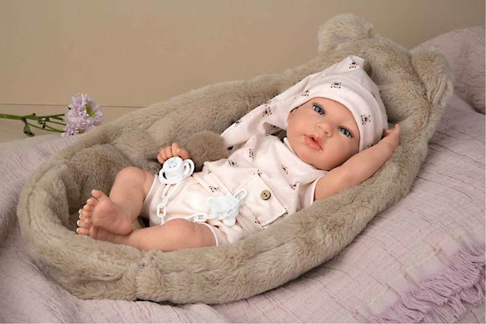 Muñecas Arias Muñeca Reborn 40 cm Lidia Beige con Cuna