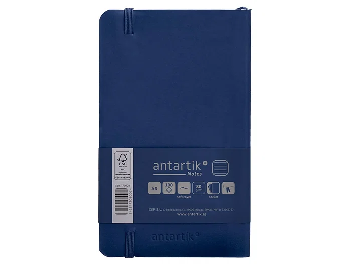 Antartik Cuaderno A6 Tapa Blanda Rayas Azul Marino 100 Hojas 80gr FSC