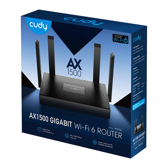Cudy WR1500 Router Wi-Fi 6 Doble Banda Gigabit
