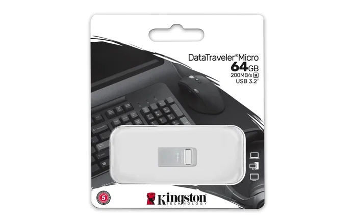 Kingston DataTraveler Micro (DTMC3G2) Memoria USB Flash 64 GB USB 3.2 Gen 1, Diseño Ultrapequeño en Metal Plata, hasta 200 MB/s Lectura