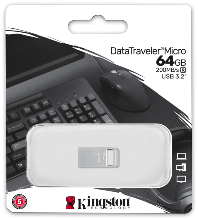Kingston DataTraveler Micro 64 GB USB 3.2 Gen 1 Plata