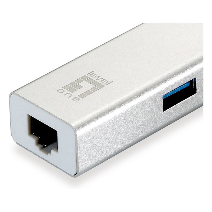 Level One Adaptador USB 3.0 Gigabit Ethernet y Hub de 3 Puertos USB 3.0 USB-0503 Level One Adaptador USB 3.0 Gigabit Ethernet y Hub de 3 Puertos USB 3.0 USB-0503