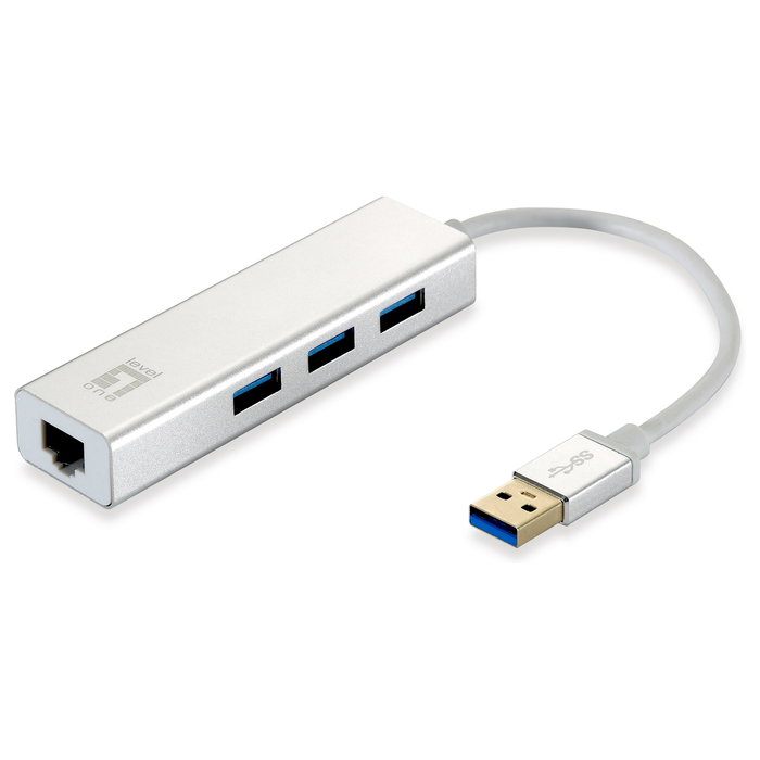 Level One Adaptador USB 3.0 Gigabit Ethernet y Hub de 3 Puertos USB 3.0 USB-0503 Level One Adaptador USB 3.0 Gigabit Ethernet y Hub de 3 Puertos USB 3.0 USB-0503