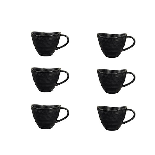 SUMMA BARISTA Taza de Café, Negro, Capacidad 27.5 cl, Altura 7.5 cm, Diámetro 9.5 cm, Vitro Porcelana Mate, Apto Lavavajillas (Set de 6)