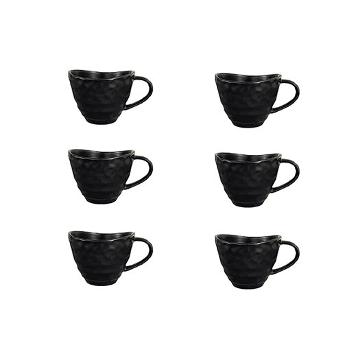 Summa Taza Barista de Porcelana, Color Negro, 27 cl (9.5 cm diámetro x 7.5 cm alto) (Set de 6)
