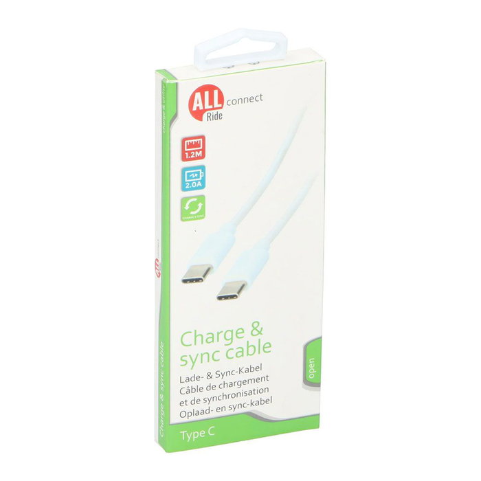 All Ride Cable USB-C a USB-C 1,2 m Blanco Carga + Datos