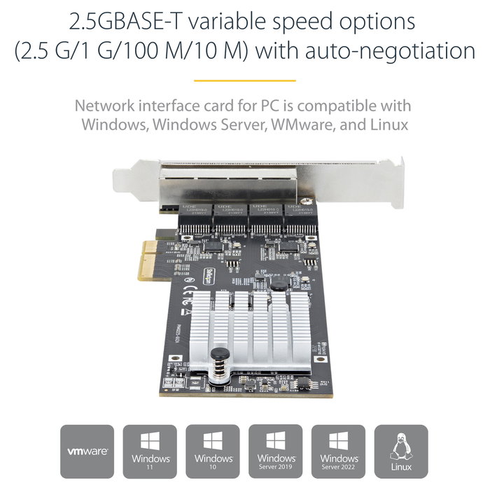 StarTech.com Tarjeta de red PCIe de 4 puertos 2,5G Intel I225-V PR42GI-NETWORK-CARD