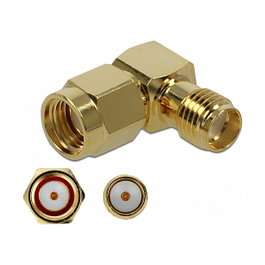 DeLOCK Adaptador RP-SMA Macho a SMA Hembra 90° Oro
