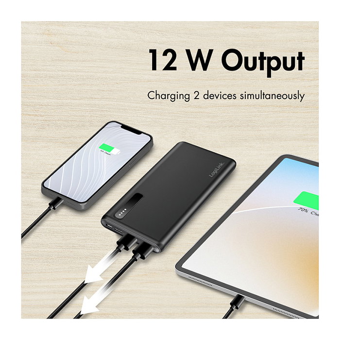 LogiLink Mobile Power Bank, LiPo, 8.000 mAh, negro