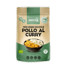 NUVEG Pollo al Curry Vegano Ecológico - Sustitutivo de Carne Alto en Proteínas, Sin Gluten - 90 g