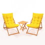 Hanah Home My005 Conjunto Mesa y Sillas de Jardín Madera de Haya Amarilloy Natural