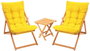 Hanah Home My005 Conjunto Mesa y Sillas de Jardín Madera de Haya Amarilloy Natural