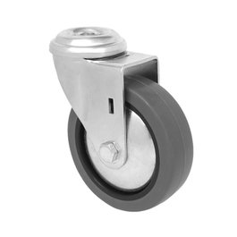 Rueda para mobiliario serie EMILY 40 mm goma gris con agujero 8mm