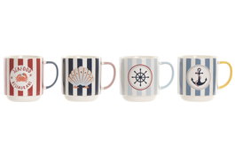 DKD Home Decor Juego de Tazas New Bone 410 ml, Surtido de 4 Unidades