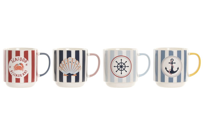 DKD Home Decor Juego de Tazas New Bone 410 ml, Surtido de 4 Unidades DKD Home Decor Juego de Tazas New Bone 410 ml, Surtido de 4 Unidades
