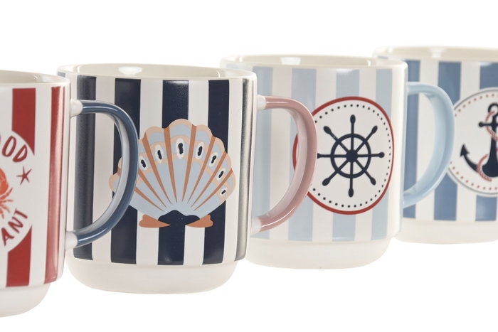 DKD Home Decor Juego de Tazas New Bone 410 ml, Surtido de 4 Unidades DKD Home Decor Juego de Tazas New Bone 410 ml, Surtido de 4 Unidades