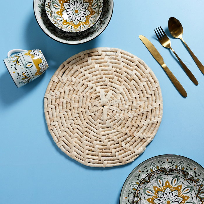 Home Deco Factory Decoración Individual Natural, Varios Materiales, Diámetro 34 cm