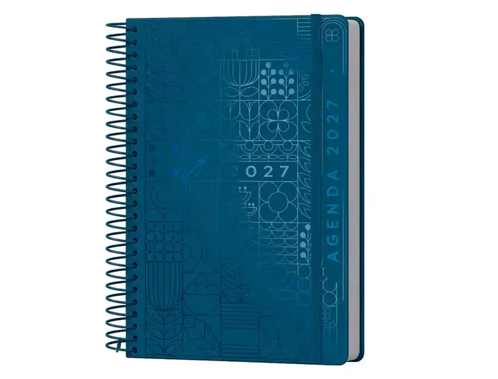 Liderpapel Agenda de Oficina 2027 Espiral Syros Día por Página A5 Azul Marino