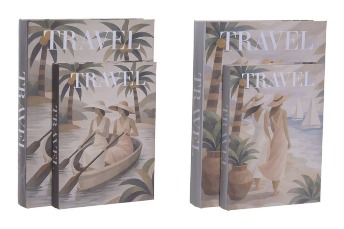 DKD Home Decor Set de 2 Cajas para Libros Tropical Verde