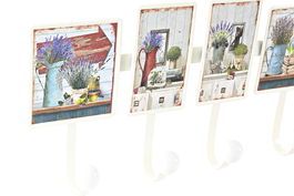 DKD Home Decor Perchero Pared Shabby Blanco Multicolor Metal 38 x 6 x 19 cm (4 Unidades)