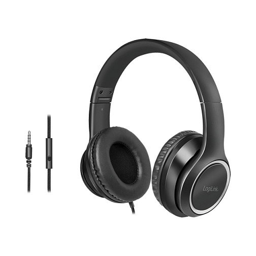 LogiLink Headset Stereo con Micrófono, Negro