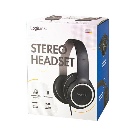 LogiLink Headset Stereo con Micrófono, Negro