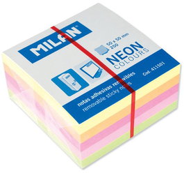 Milan Cubo de Notas Adhesivas 250 Hojas 50x50 mm Colores Neón