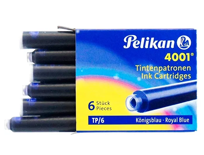 Pelikan 4001 Cartuchos de Tinta para Pluma Azul Real Caja 6 Unidades