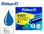 Pelikan 4001 Cartuchos de Tinta para Pluma Azul Real Caja 6 Unidades