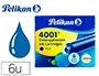 Pelikan 4001 Cartuchos de Tinta para Pluma Azul Real Caja 6 Unidades