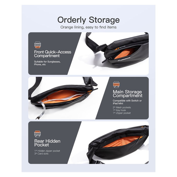 Inateck FB01001 Bolso de Hombro Unisex Negro A Prueba de Salpicaduras Resistente al Agua Poliéster