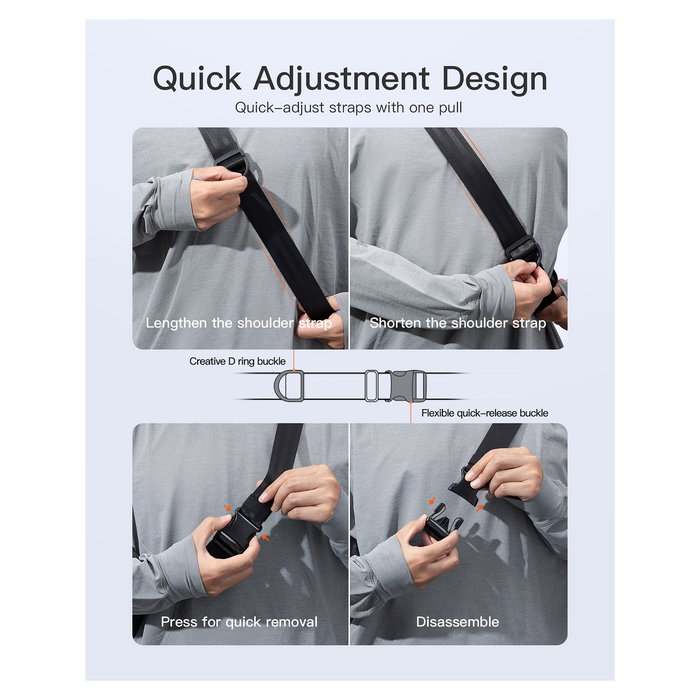 Inateck FB01001 Bolso de Hombro Unisex Negro A Prueba de Salpicaduras Resistente al Agua Poliéster