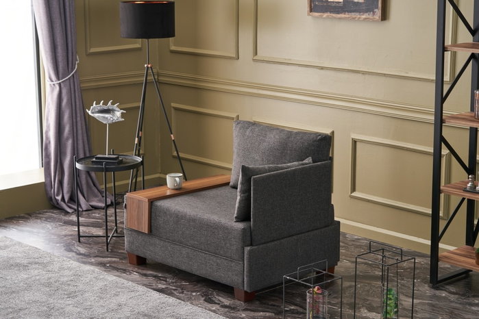 Atelier Del Sofa Sofá de 1 Plaza Anthracite 100x75x80 cm