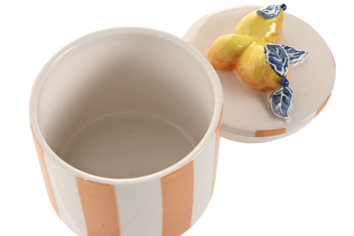 DKD Home Decor Bote de Gres Limones 25 Naranja Relieve DKD Home Decor Bote de Gres Limones 25 Naranja Relieve