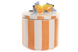 DKD Home Decor Bote de Gres Limones 25 Naranja Relieve