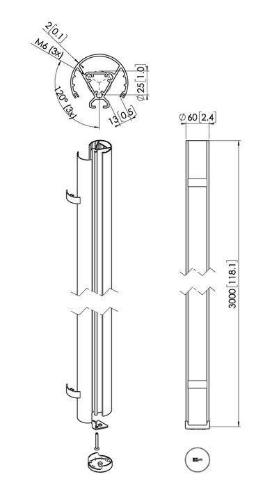Vogel's GAMA PROFESIONAL TUBOS GAMA CONNECT-IT PUC2430B SMALL POLE 300CM NEGRO