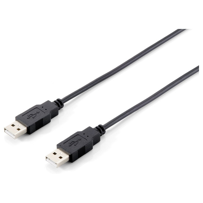 Equip Cable USB 2.0 Tipo A Macho a Tipo A Macho Doble Blindado Negro con Contactos Flash de Oro Equip Cable USB 2.0 Tipo A Macho a Tipo A Macho Doble Blindado Negro con Contactos Flash de Oro