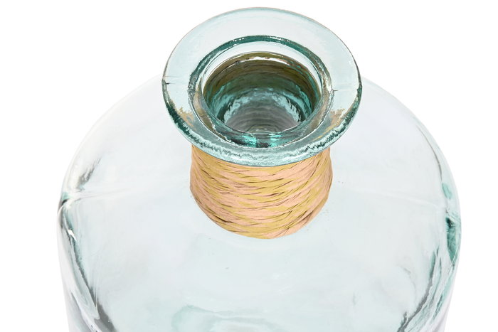 DKD Home Decor Jarrón Transparente 25 x 75 x 25 cm de Cristal Reciclado y Enea