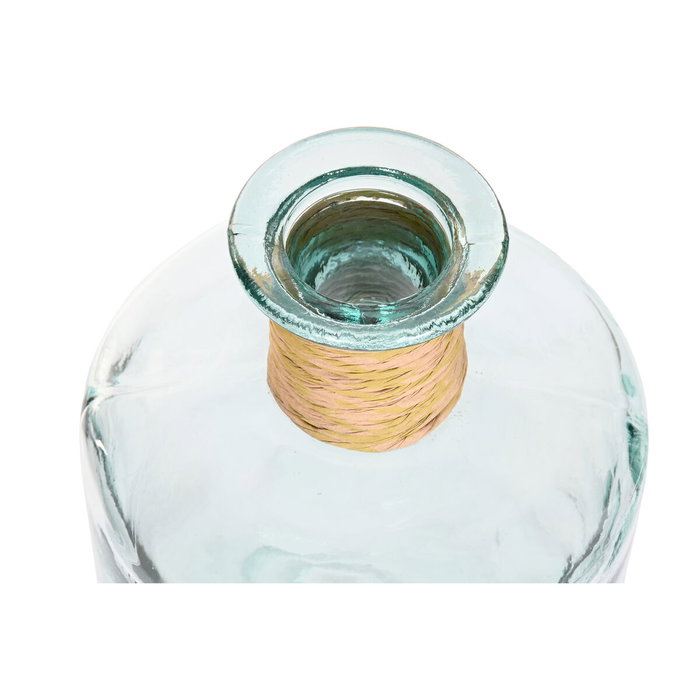 DKD Home Decor Jarrón de Cristal Reciclado y Enea 32L, Transparente, 25x25x75 cm