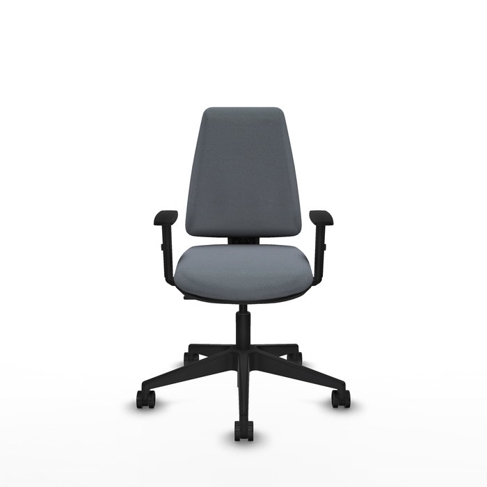 Silla de oficina Elche con mecanismo Contacto permanente básico tapizada con Tela color Gris. Equipada con Base piramidal negra, Brazos 1D y Ruedas 65mm nailon Silla de oficina Elche con mecanismo Contacto permanente básico tapizada con Tela color Gris. Equipada con Base piramidal negra, Brazos 1D y Ruedas 65mm nailon